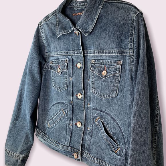 Floral Denim Jacket Hand Painted Jean Artisan Chic Country Girl Wearable Art - Picture 7 of 12